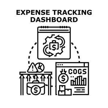 Expense tracking dashboard managing budget finance analytics Stock Illustration