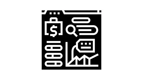 Expense tracking glyph icon animation Stock Footage 326152885