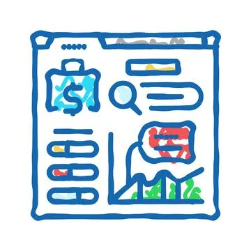 Expense tracking icon doodle illustration Stock Illustration