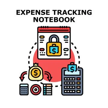 Expense tracking notebook for financial planning and control Stock Illustration