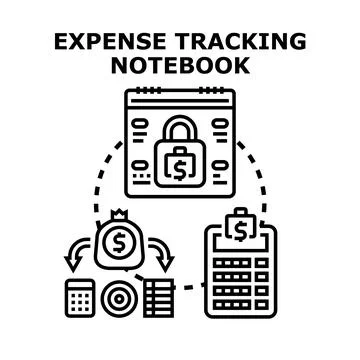 Expense tracking notebook for financial planning and control Stock Illustration