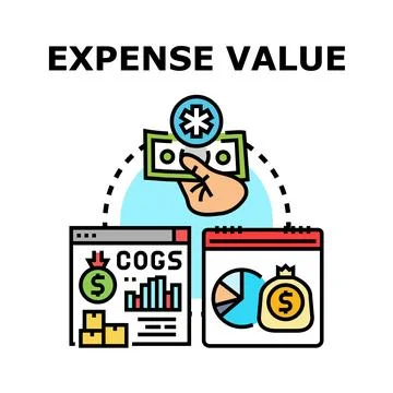Expense value cost management financial calculation concept Stock Illustration