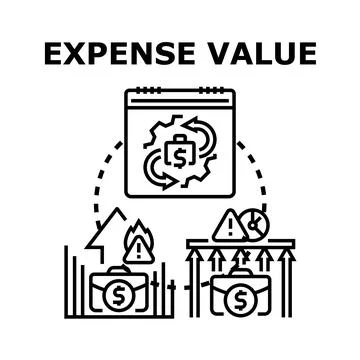 Expense value management analyzing cost calculation risk Stock Illustration