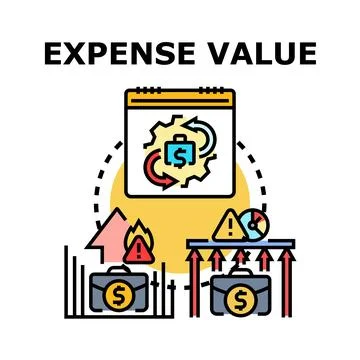 Expense value management analyzing cost calculation risk Stock Illustration