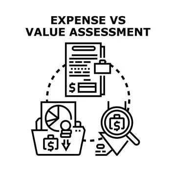 Expense versus value assessment analyzing budget efficiency Stockillustratie