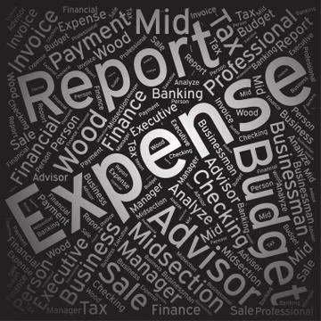 Expense ,Word cloud art on blackboard Stock Illustration
