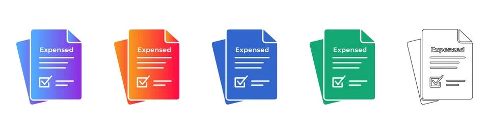 Expensed Document Validation Icon Set 스톡 일러스트