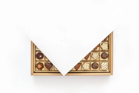 Expensive chocolates in an open box Stock Photos