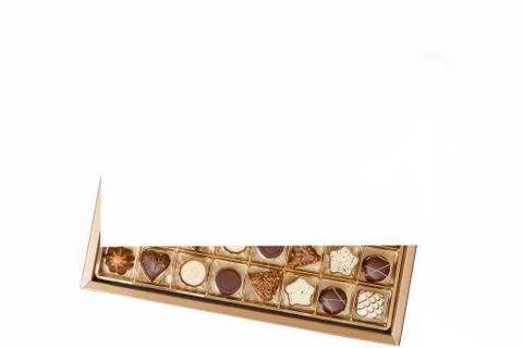 Expensive chocolates in an open box Stock Photos