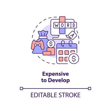 Expensive to develop concept icon Stock Illustration
