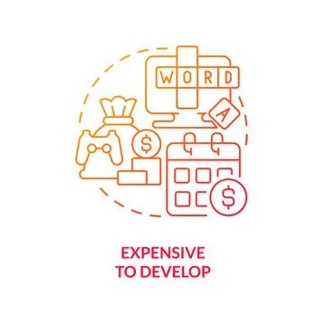 Expensive to develop red gradient concept icon Illustrazione stock