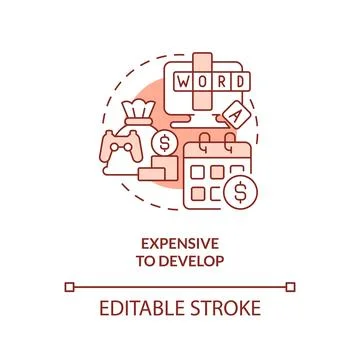 Expensive to develop terracotta concept icon Stock Illustration