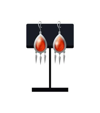 Expensive Earrings Black Stand Vector Illustration イラスト素材
