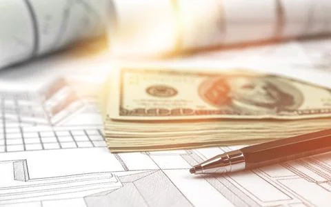 Expensive engineering project in progress. Construction concept background ph Stock Photos