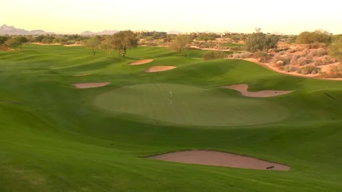 Expensive golf course sand dunes bunkers Stock Footage 125277692