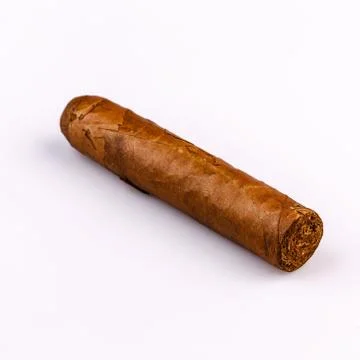 Expensive hand-rolled cigar on a while background Stock Photos