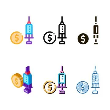 Expensive medical injection icon vector outline mix Illustrazione stock