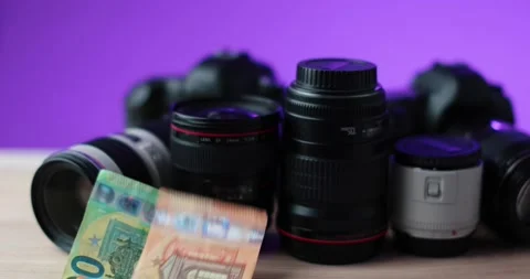 Expensive name brand camera equipment Stock Video Pond5