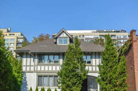 Expensive old houses with huge windows Stock Photos