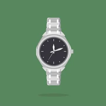 Expensive platinum watch with flat style, fashion watch for men Stock Illustration