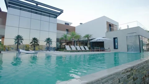 Expensive private villa. Swimming pool in a private house. Stock Footage 229721201