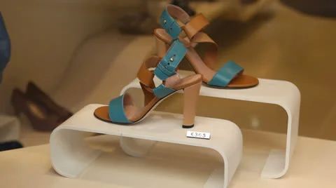 Expensive shoes on store display Video stock 23373702