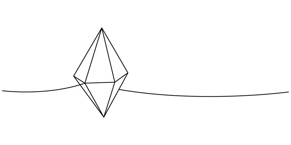 Expensive stone one line continuous drawing. Magic gem stone. Vector Stock Illustration