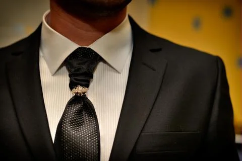 Expensive suit. Classically tie and luxury tie clip Stock Photos