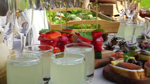 Expensive treats on the tables Stock Footage 163567802