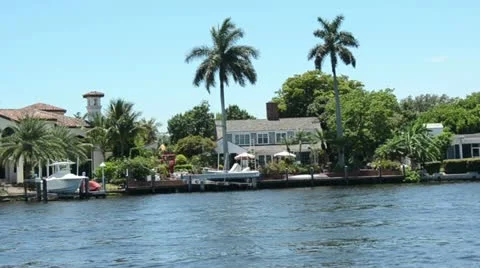 Expensive waterfront homes in Florida Stock Footage 11108581