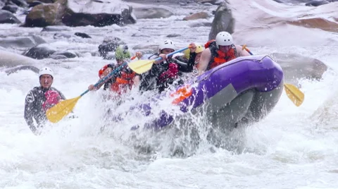 Experience the adrenaline rush of extreme white water rafting on the Pastaza Stock Footage 58513489