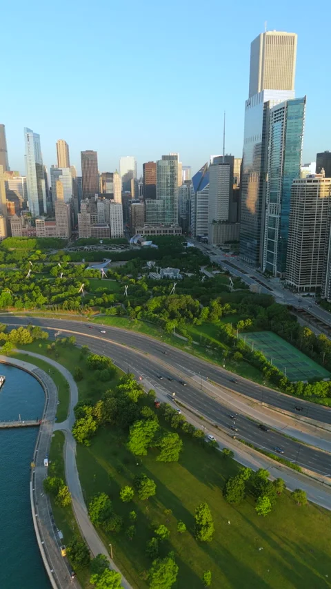 Experience Aerial Views of Chicago Embark on a Captivating Drone Journey Through Stock Footage 313558252