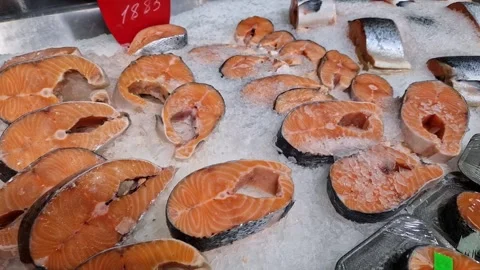 Experience the allure of premium red fish on display at a local market. Elevate Stock Footage 263464825