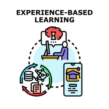 Experience based learning concept with digital technology Illustrazione stock