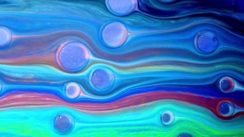 Experience the beauty of abstract waves with circles in shades of blue and Stock Footage 303607418