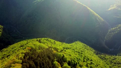 Experience the breathtaking aerial views showcasing the lush green mountains in Stock Footage 293708494