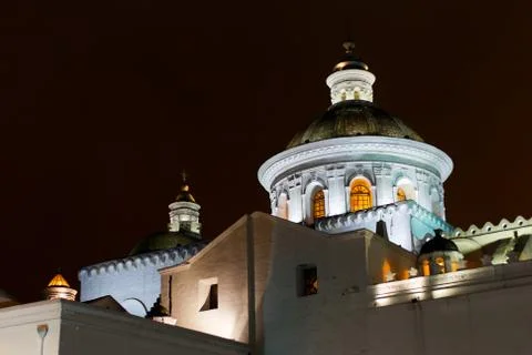 Experience the breathtaking beauty of the illuminated domes of Iglesia de la Stock Photos