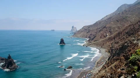 Experience the breathtaking coastal cliffs of Tenerife Stock Footage 296804680