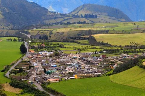 Experience the breathtaking high point of view of Lloa,a charming small town Stock Photos