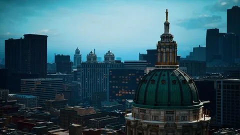 Experience a breathtaking panorama of the metropolis 스톡 일러스트