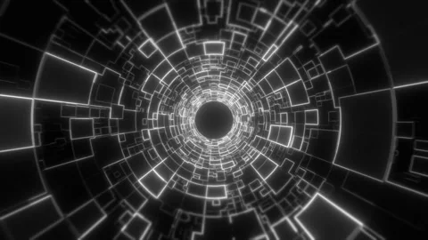 Experience a captivating abstract tunnel made of glowing lines Stock Footage 312050569