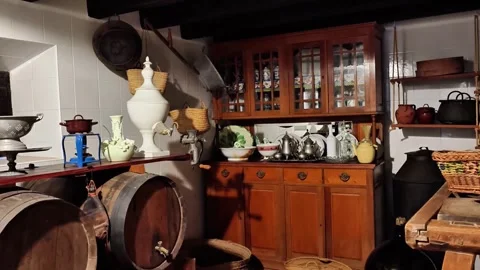 Experience the charm of Authentic Vintage Kitchen Decor that features Rustic Stock Footage 317058337