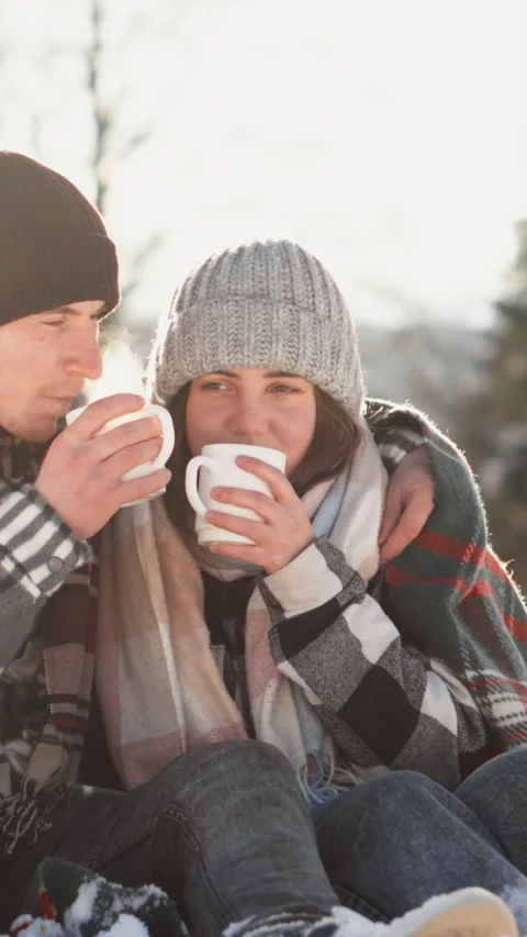 Experience the charm of a Cozy Winter Picnic A delightful and romantic escape Stock Footage 293208778