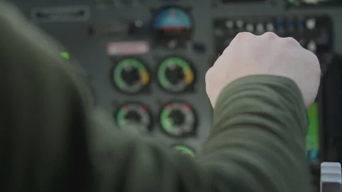 Experience cockpit throttle control during a flight in a small aircraft from the Stock Footage 288247317