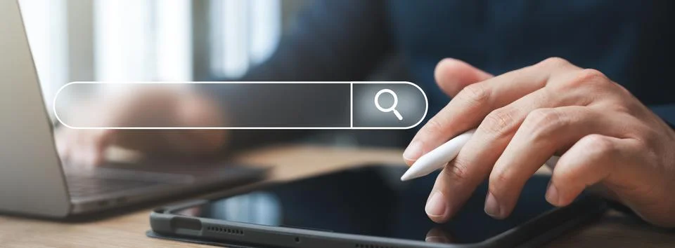 Experience the concept of data search technology and SEO optimization. Stock Photos