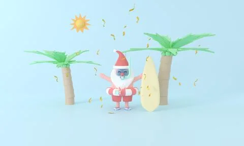 Experience a delightful 3D rendering Santa Claus in a diving suit Illustrazione stock