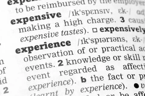 Experience Dictionary Definition Stock Photos