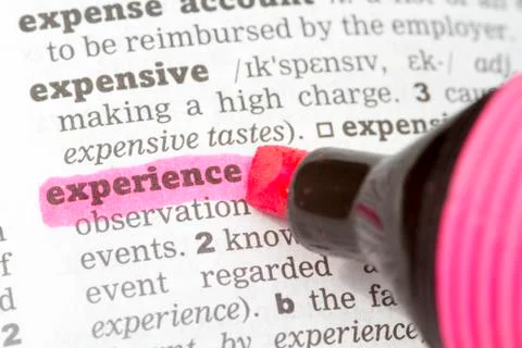 Experience Dictionary Definition Stock Photos