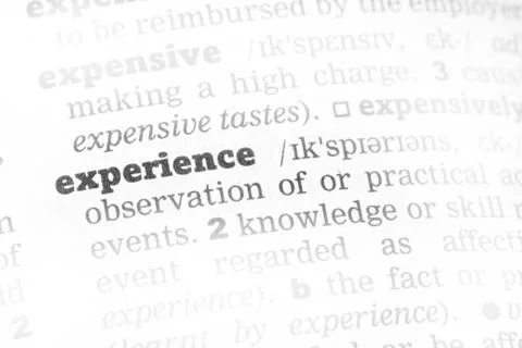 Experience Dictionary Definition Stock Photos