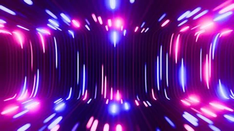Experience a dynamic and immersive 3D tunnel with vibrant neon lights, creating Иллюстрация
